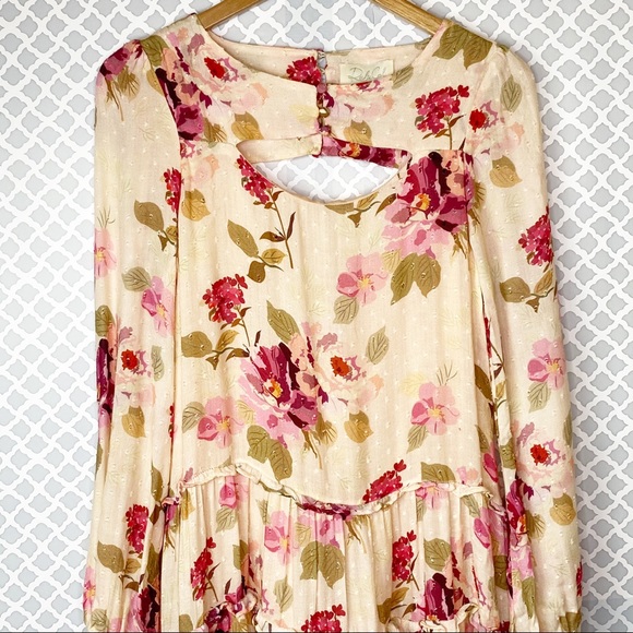 EUC Rahi Cali Floral Cutout Back Ruffle Dress - Picture 2 of 12